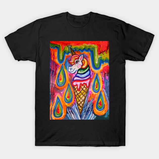 Rainbow Drip Unicone Ice Cream Dream T-Shirt by Art by Deborah Camp